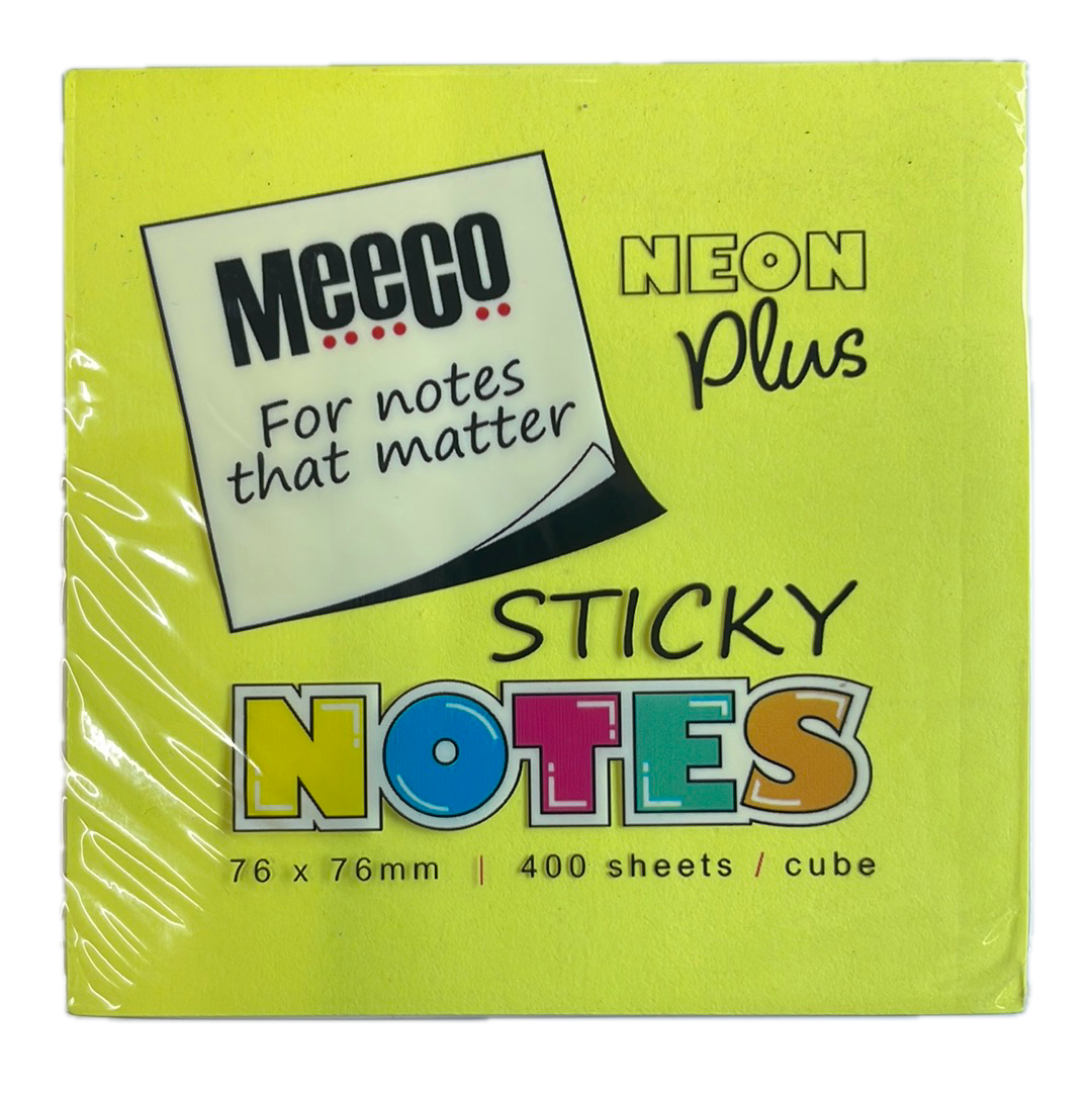 Note Pad 76x76mm Meeco Sticky Neon Colours 400's