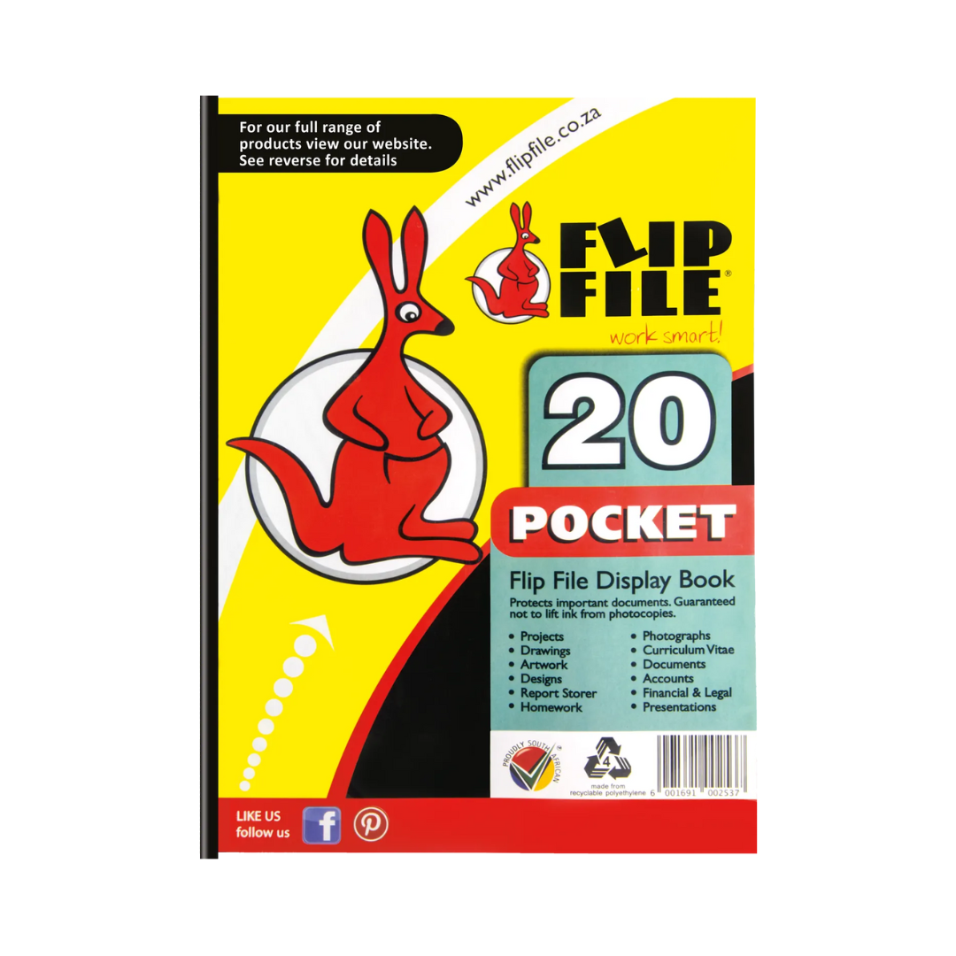 DISPLAY BOOK A4 KANGAROO 20PG FLIP FILE APSBTS