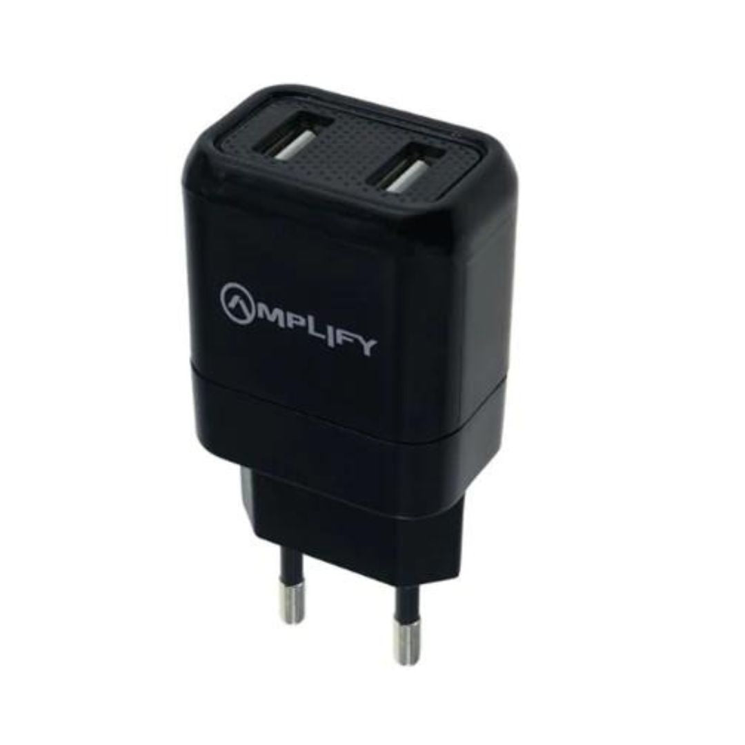Amplify Dual USB Wall Charger with Micro Cable Black