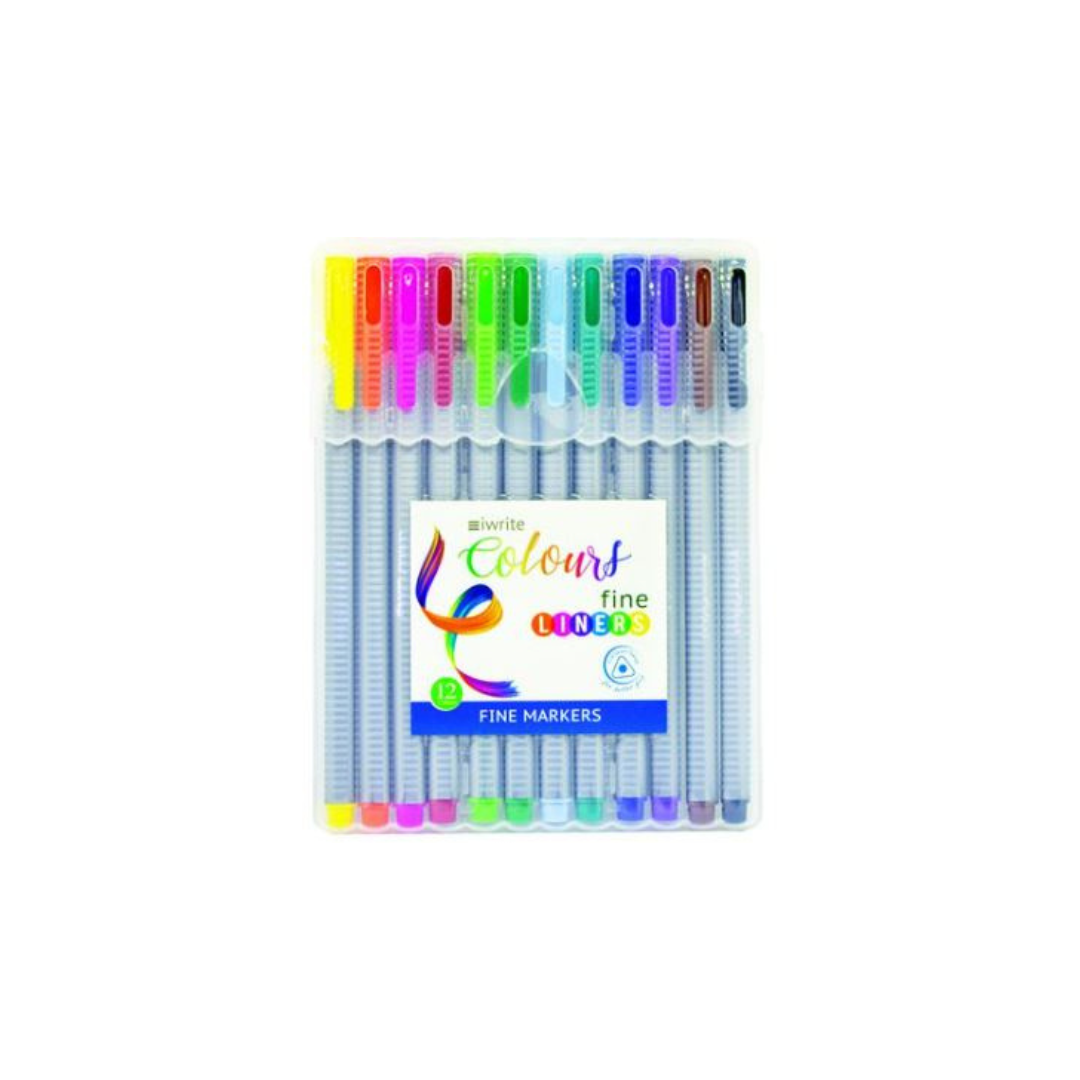 Pens iWrite Fineliner Assorted 12's