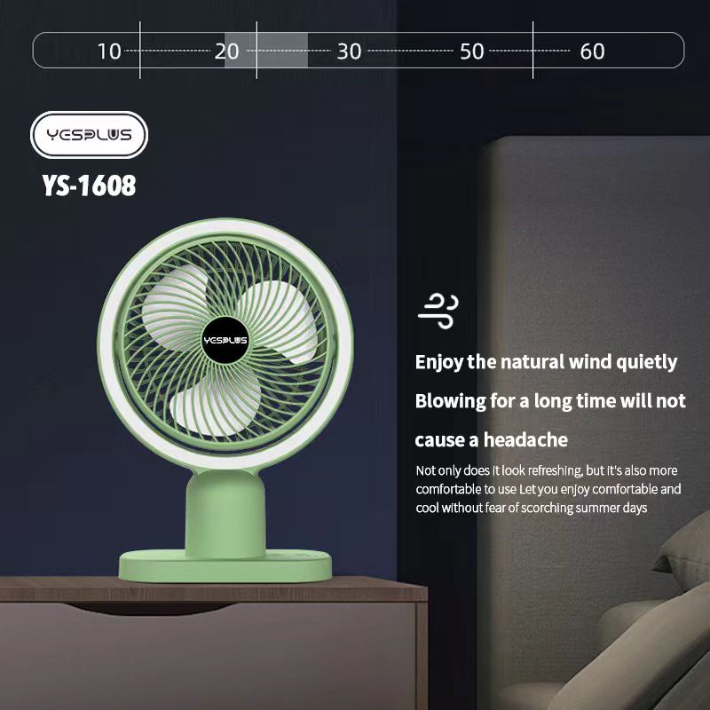YesPlus Desktop Fan with Light Assorted Colours Y1608