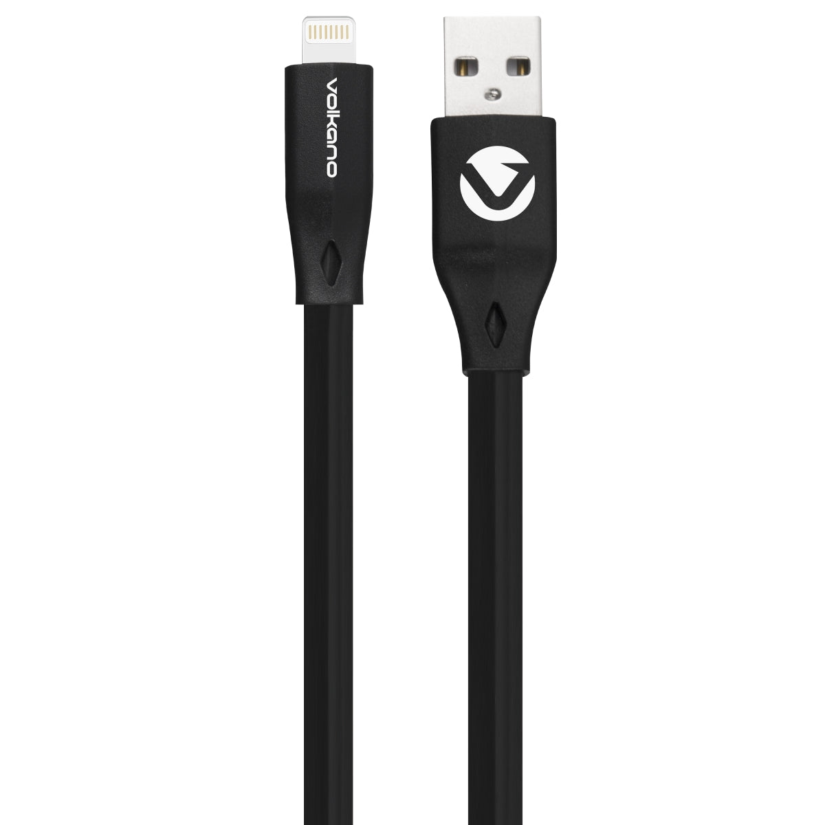 Volkano Slim Series Flat PVC Lightning Cable 1.2m Black