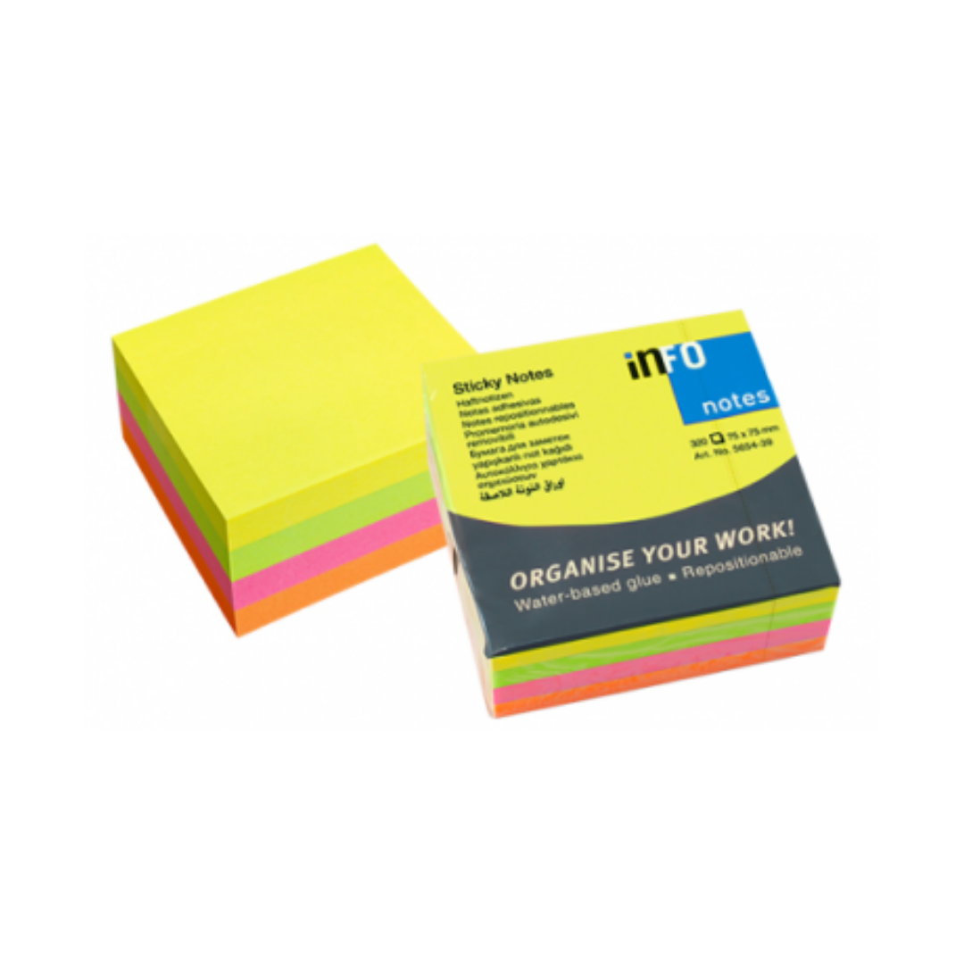 Pad 75x75mm Info Notes Bright Cubes 4 Colours