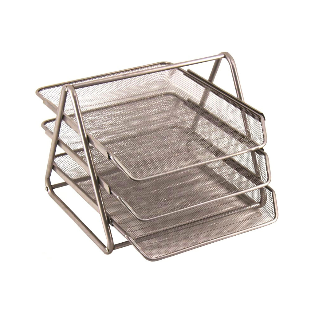 3 Tier Mesh Letter Tray Silver - M700S