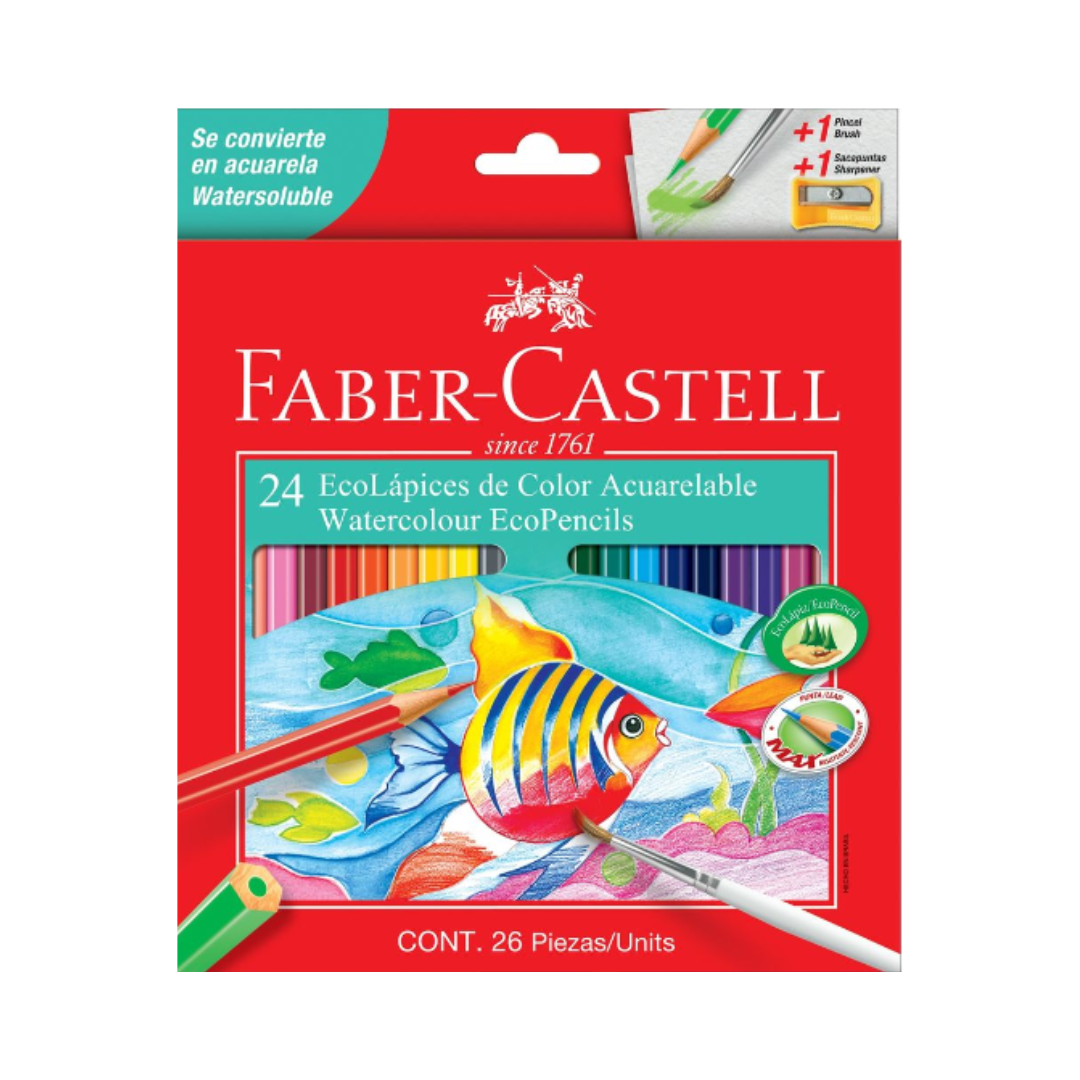 FABER AQUARELLE COLOUR PENCILS 24S SWPB2S