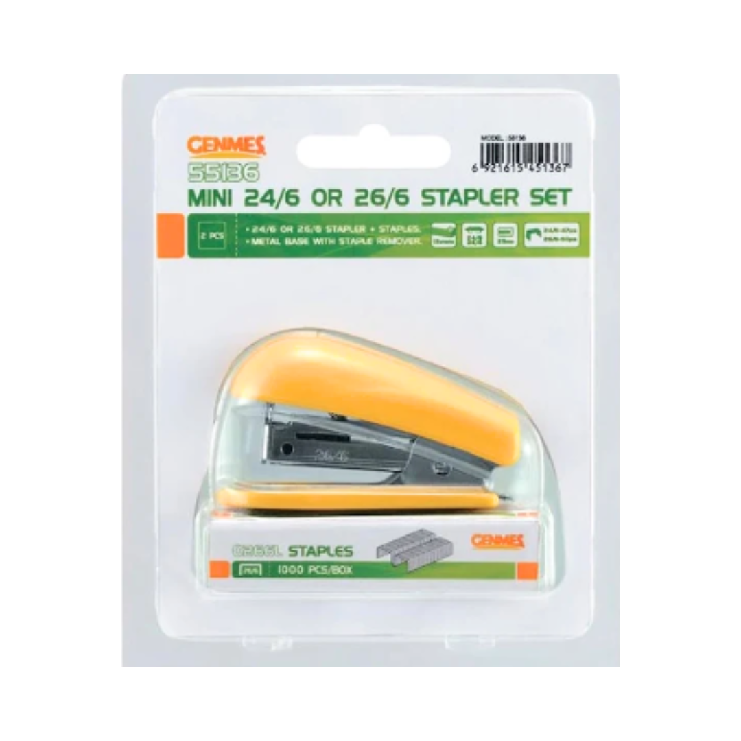 GENMES E5136 Mini Stapler + Staples 26/6 1000's