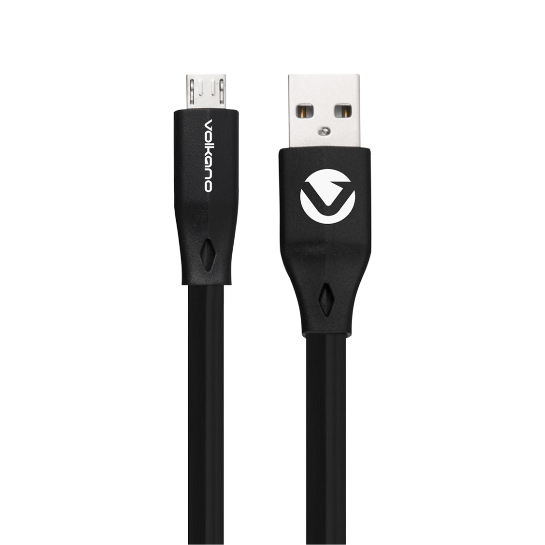 Volkano Slim Series Flat PVC Micro USB Cable 1.2m Black