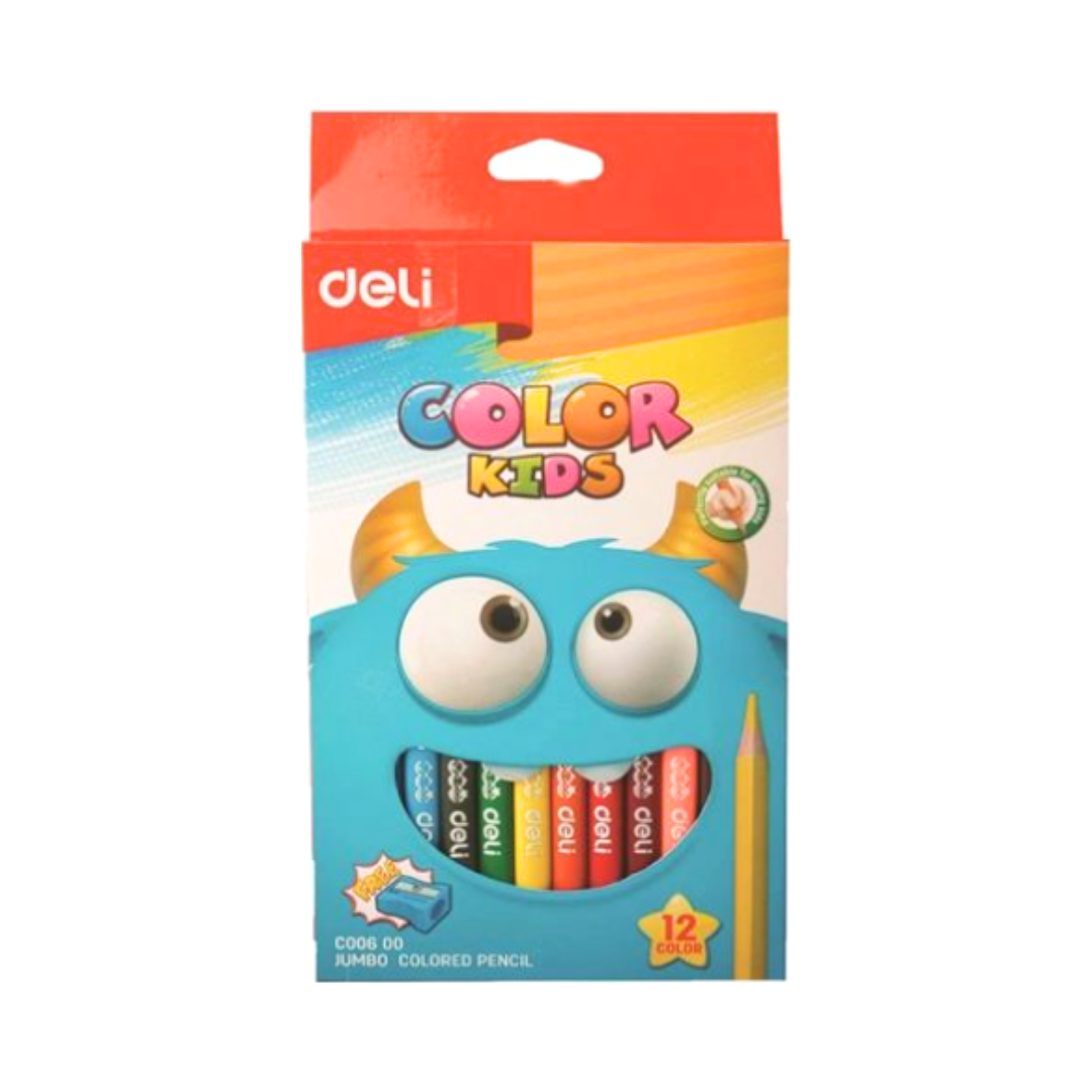 Jumbo Colored Pencil 12 Colors Triangular and Sharpe