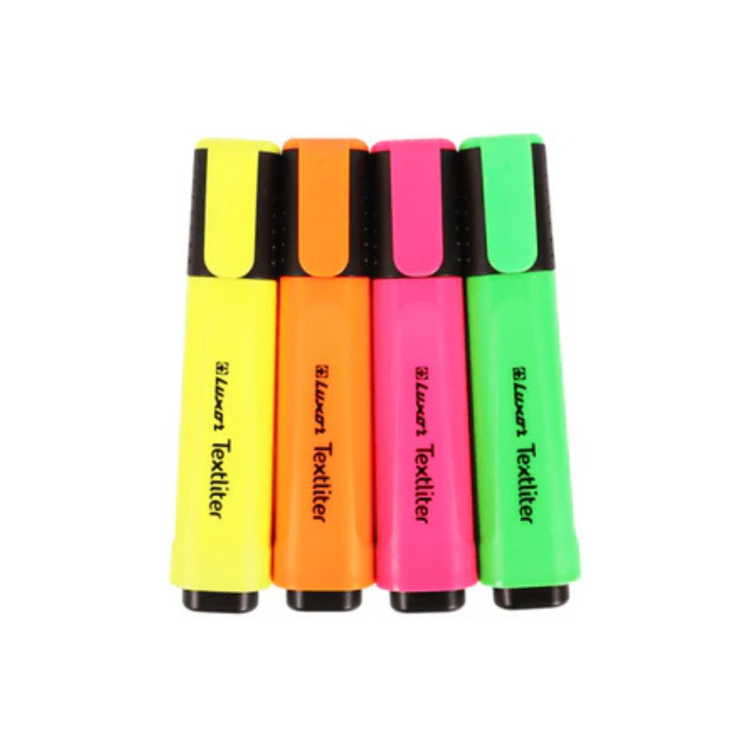 Highlighters 4 Pouch Luxor Text Marker Assorted LLBTS