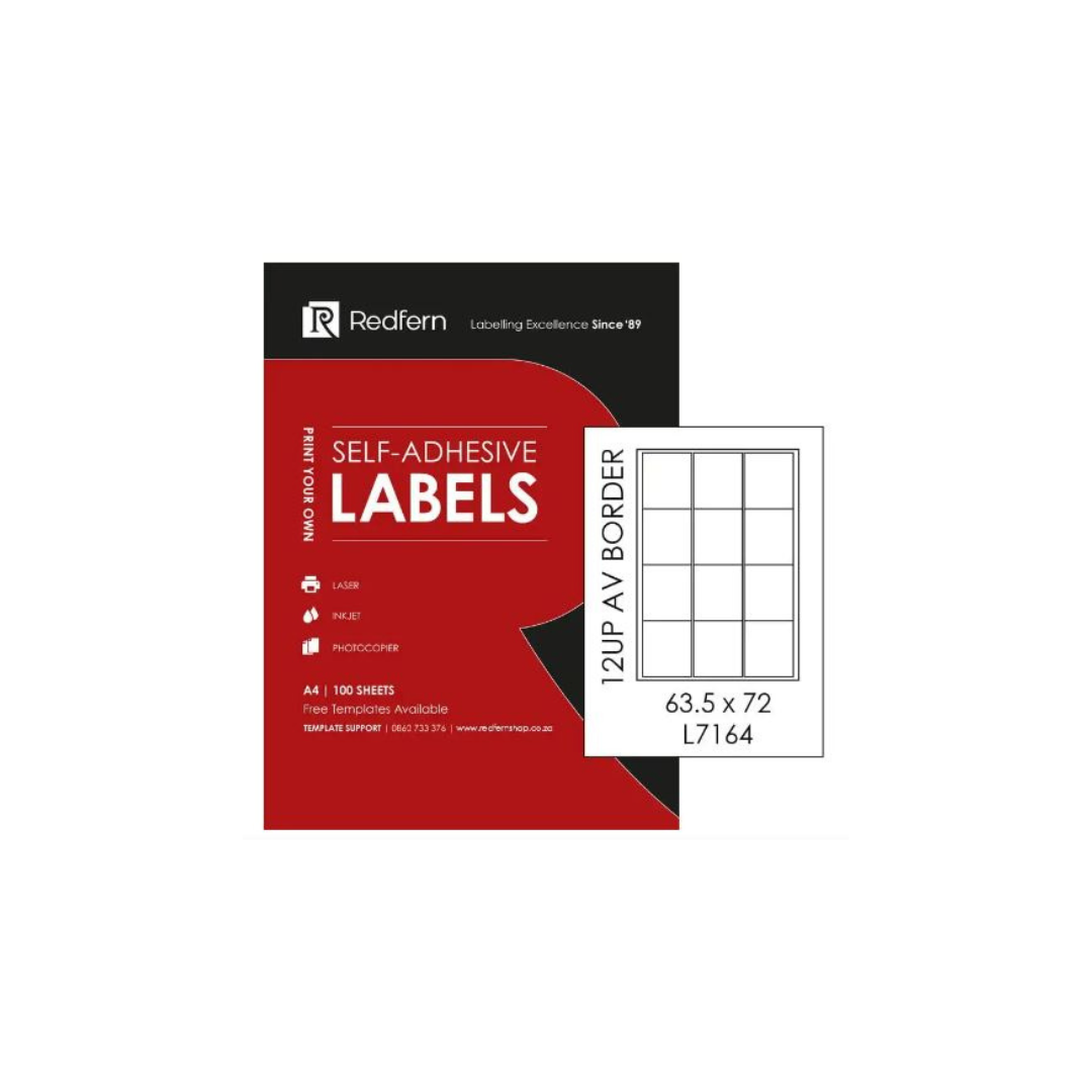 Labels Redfern Laser 7164 12 up 63.5x71.97