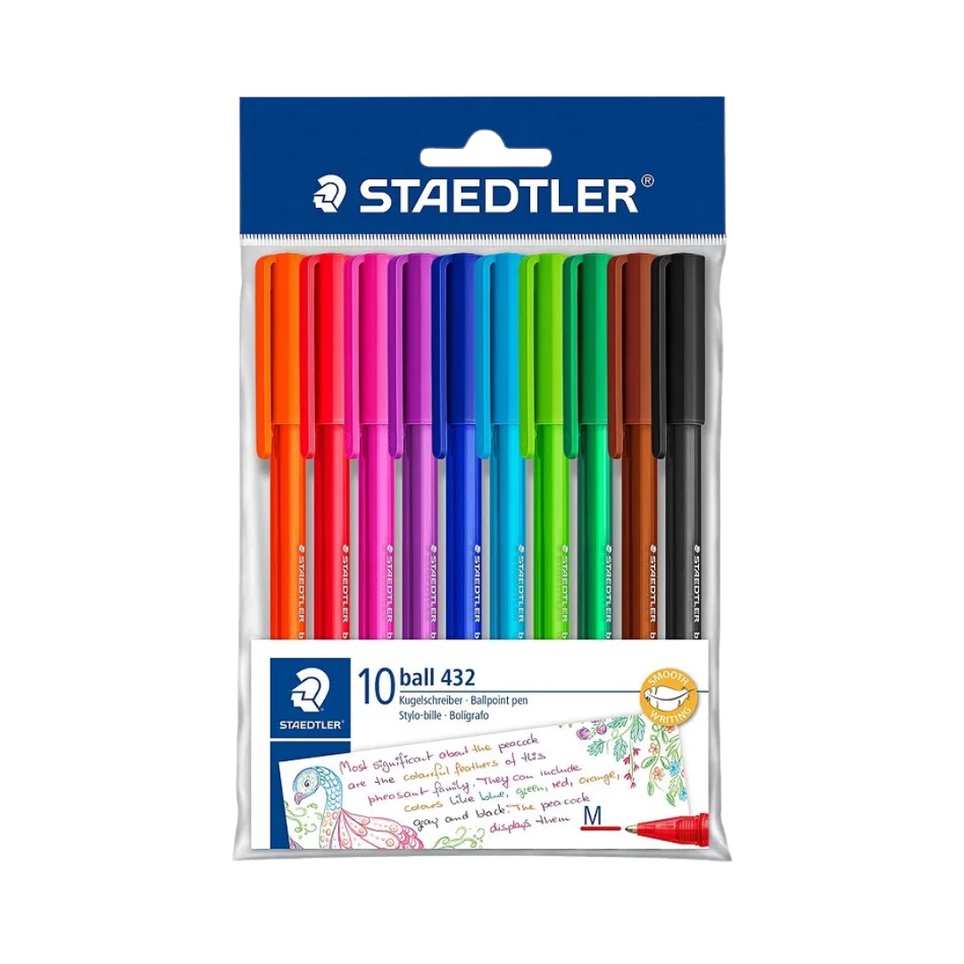 Pens 10 Pack Staedtler Ballpoint Fluorescent