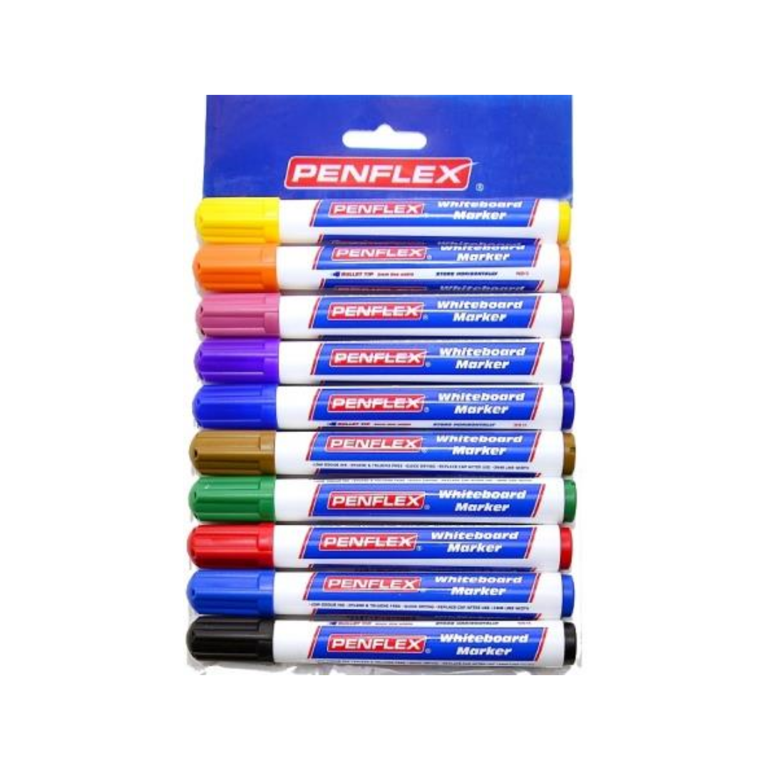 Marker Penflex Whiteboard Pouch 10's Assorted